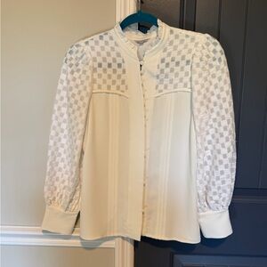 Petite Studio Cream Textured Blouse